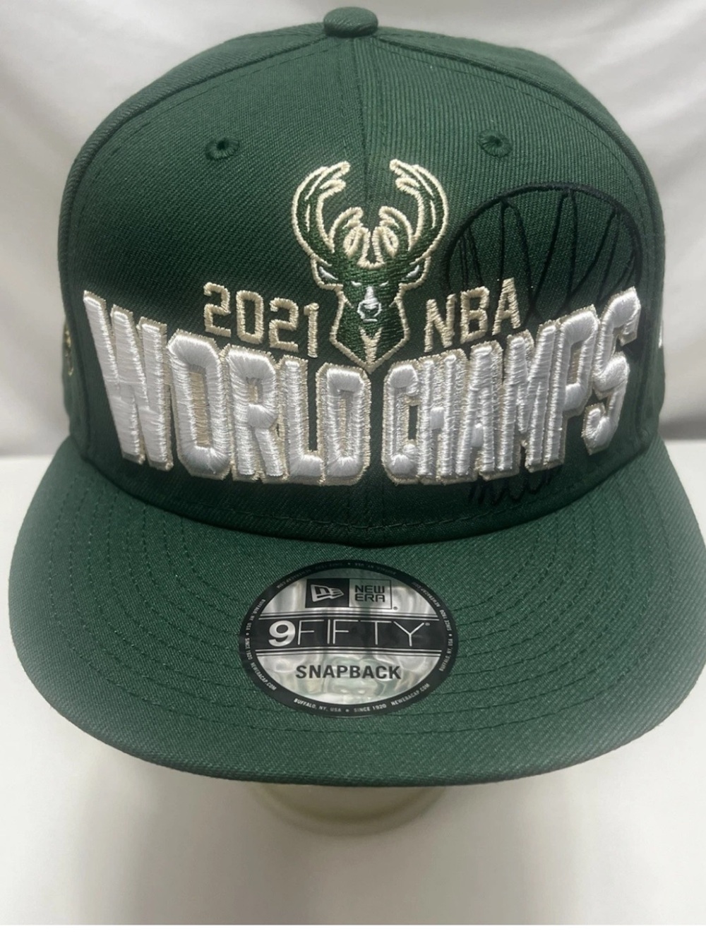 Milwaukee Bucks 2021 NBA World Champs New Era 9FIFTY Snapback Hat Green Cap